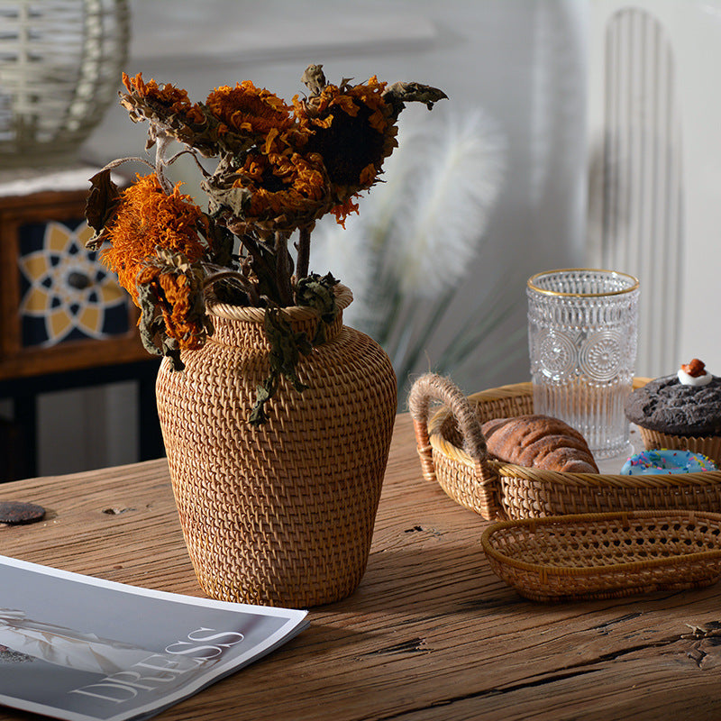 Woven Rattan Vase for Flowers