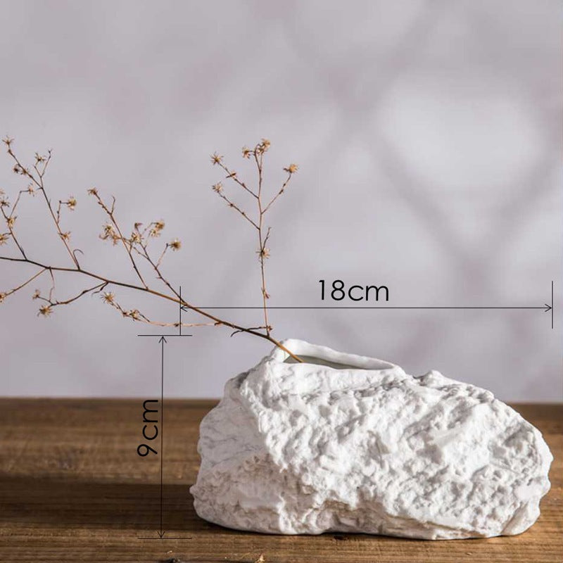 Ceramic Flower Vase with Textured Marble Effect
