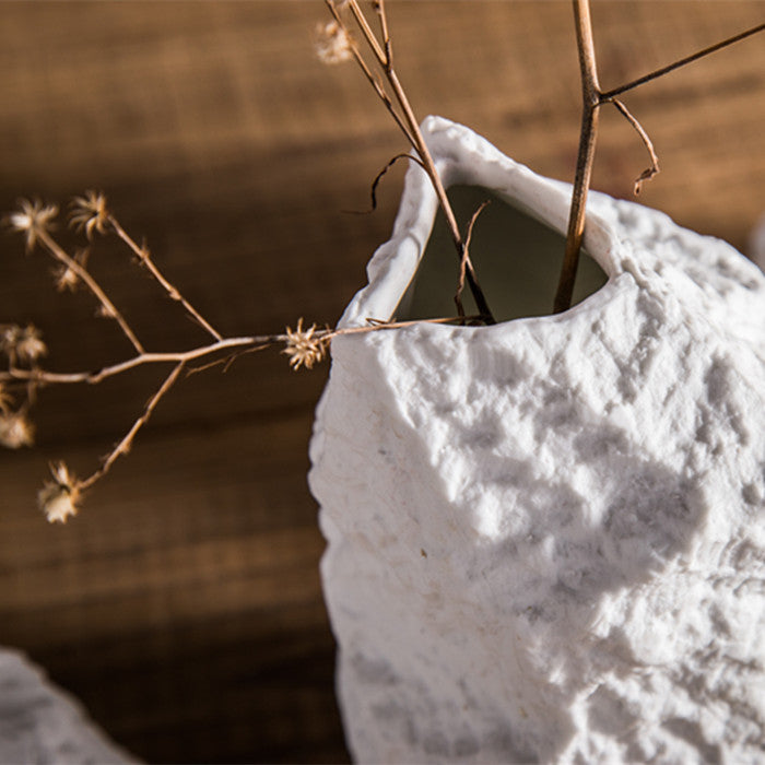 Ceramic Flower Vase with Textured Marble Effect