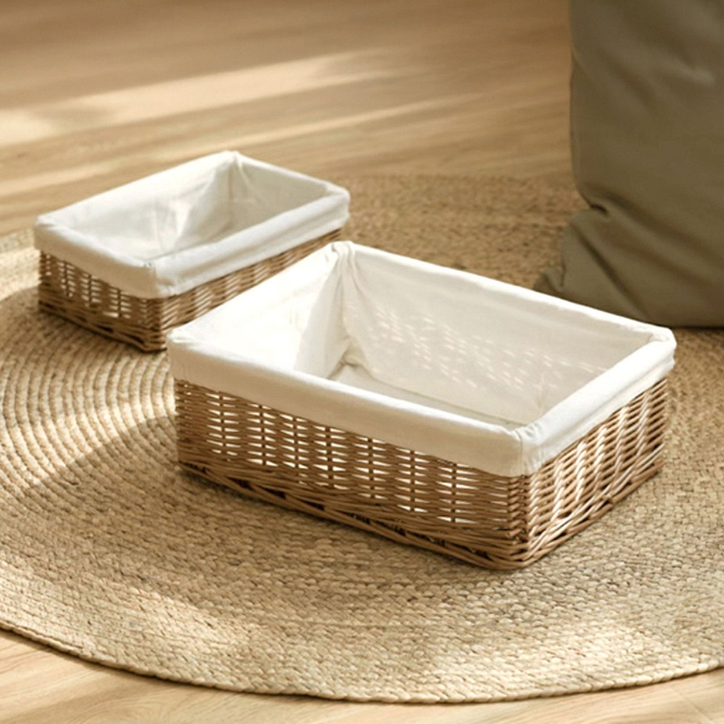 Rattan skrivbordsförvaringskorg