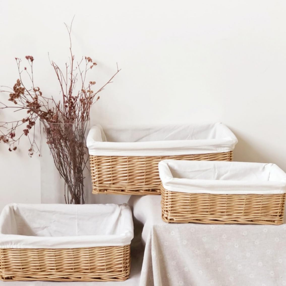 Rattan skrivbordsförvaringskorg