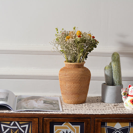 Woven Rattan Vase for Flowers