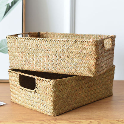 Straw Woven Rectangular Storage Basket
