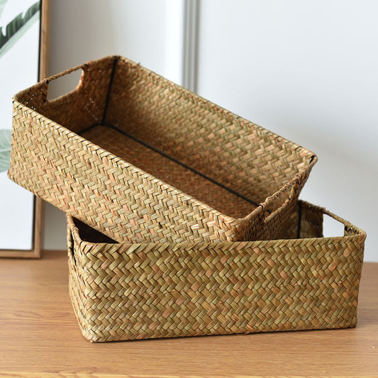 Straw Woven Rectangular Storage Basket